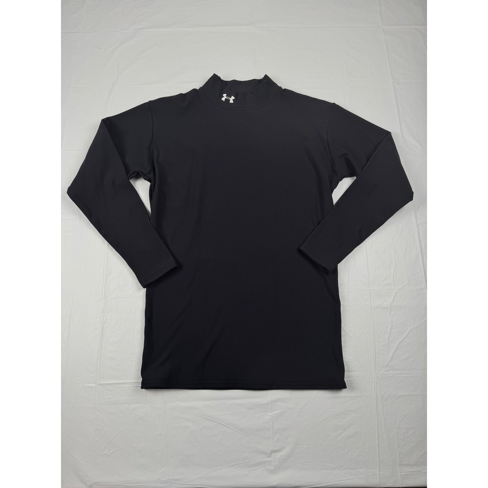 Under Armour ColdGear Mock Neck Long Sleeve Base Layer Shirt Black Womens XL